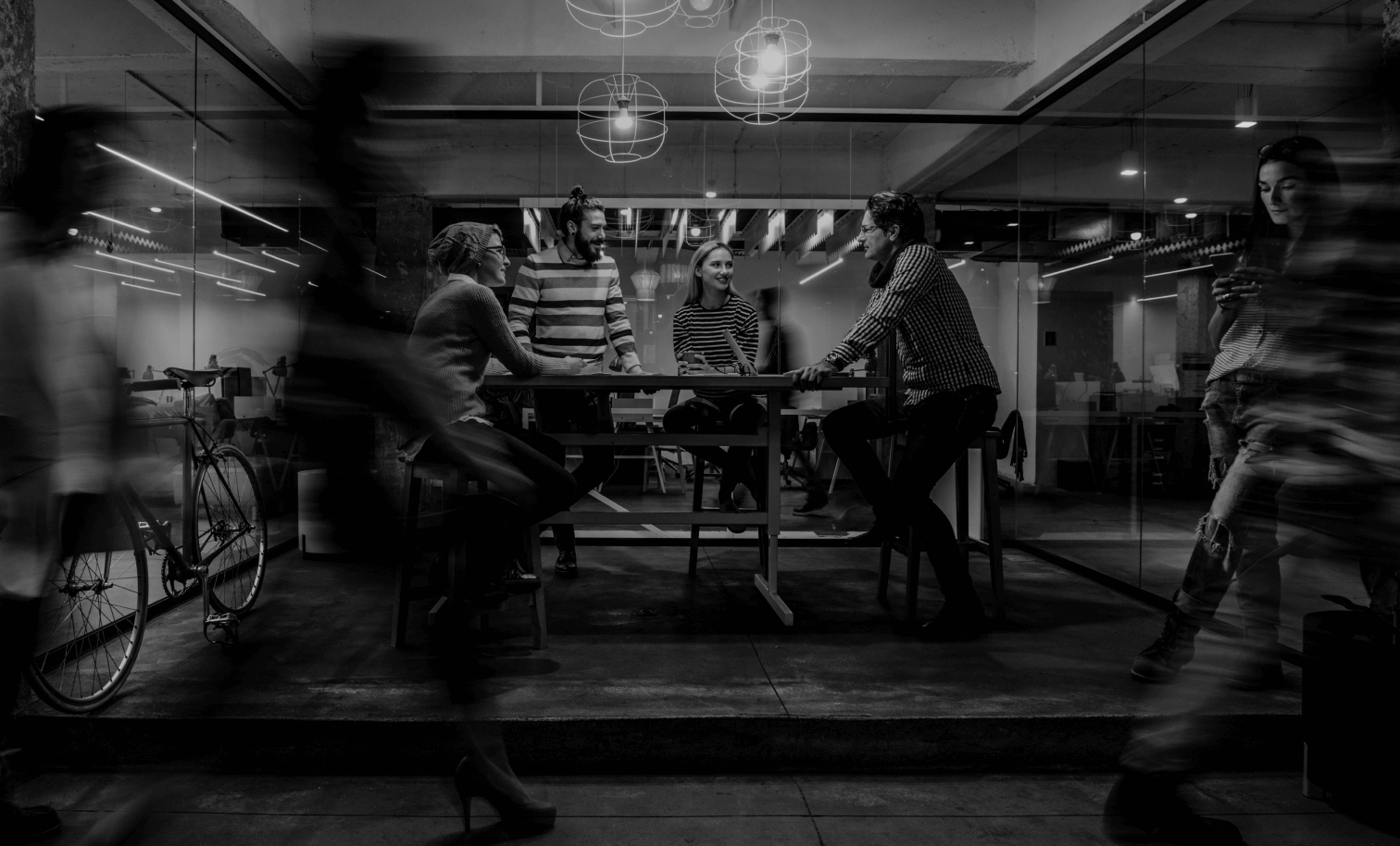 A modern team having a meeting