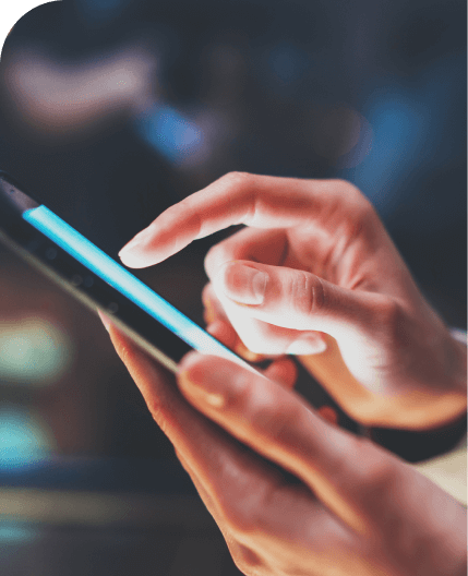 Hands manipulating a smartphone